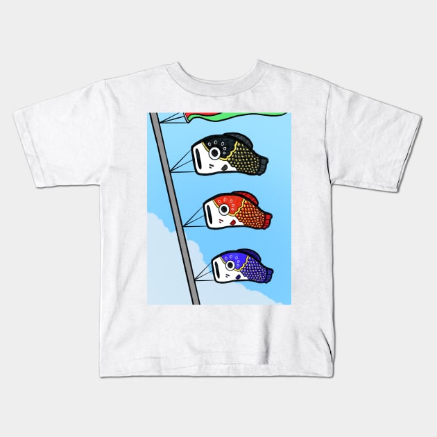 Koinobori Kids T-Shirt by verdelucuma